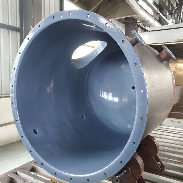 Tanque receptor de productos de reacción química recubierto de PFA